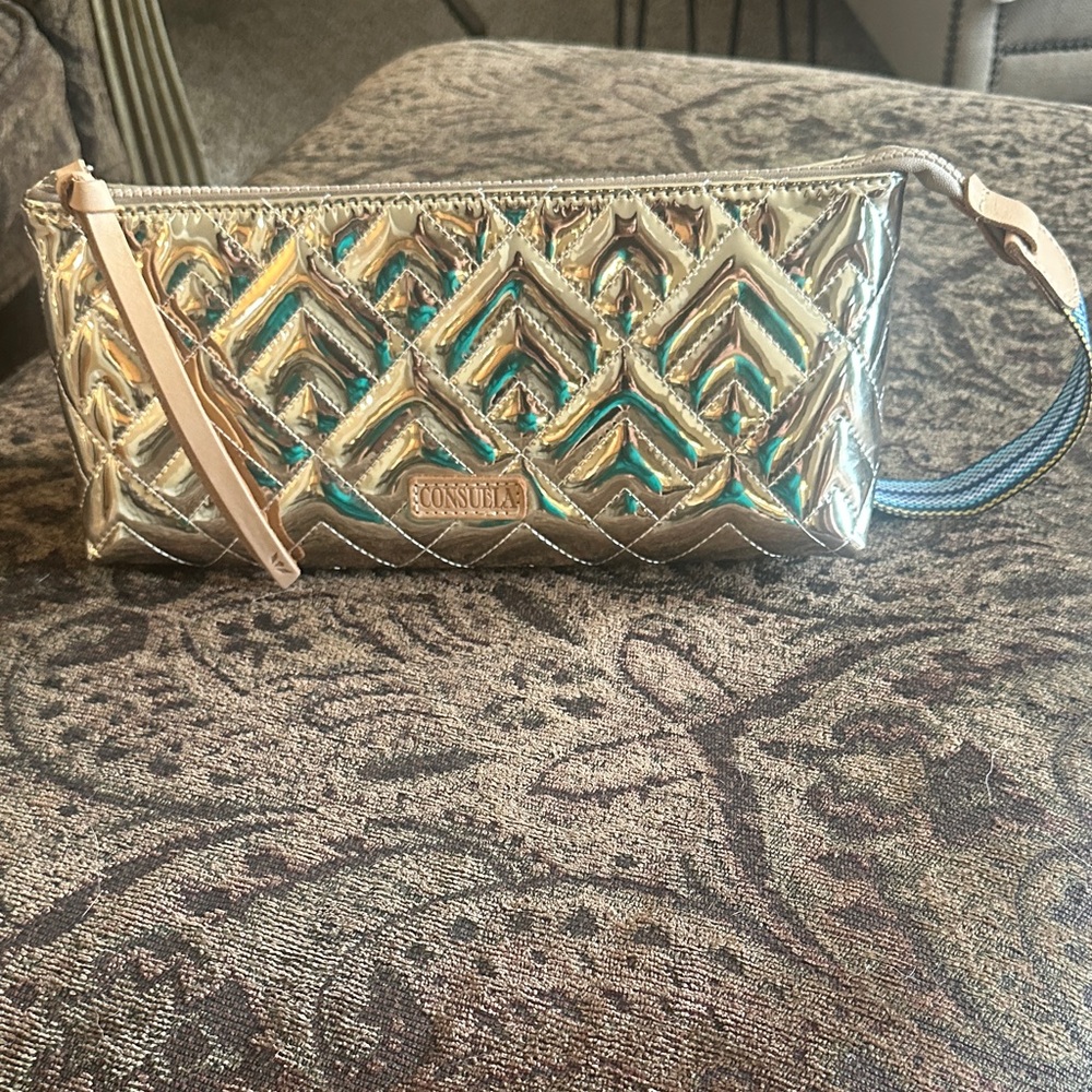 Consuela Gold Chevron Wristlet